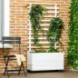 Jardinera con Enrejado de Madera Maciza Soporte con 4 Ruedas Celosía y Malla Geotextil 76x30x155 cm Blanco
