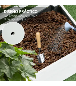 Jardinera con Enrejado de Madera Maciza Soporte con 4 Ruedas Celosía y Malla Geotextil 76x30x155 cm Blanco