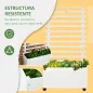 Jardinera con Enrejado de Madera Maciza Soporte con 4 Ruedas Celosía y Malla Geotextil 76x30x155 cm Blanco