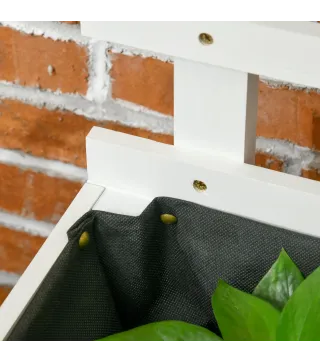 Jardinera con Enrejado de Madera Maciza Soporte con 4 Ruedas Celosía y Malla Geotextil 76x30x155 cm Blanco