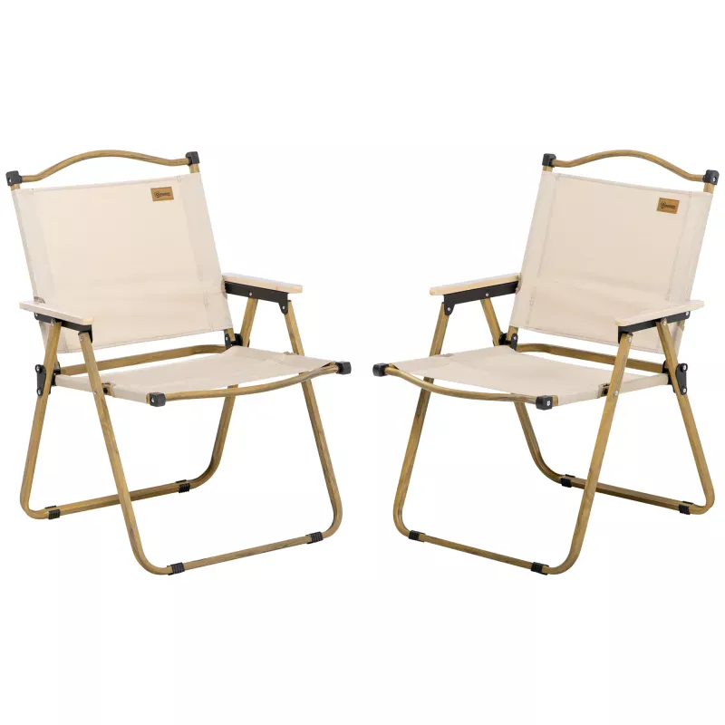 Set 2 Sillas de Jardín Plegables con Reposabrazos Sillas para Camping y Playa en Tela Oxford y Acero 54x59x78 cm Caqui Set 2 Sillas de Jardín Plegables con Reposabrazos Sillas para Camping y Playa en Tela Oxford y Acero 54x59x78 cm Caqui