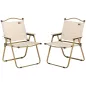 Set 2 Sillas de Jardín Plegables con Reposabrazos Sillas para Camping y Playa en Tela Oxford y Acero 54x59x78 cm Caqui