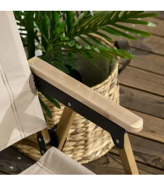 Set 2 Sillas de Jardín Plegables con Reposabrazos Sillas para Camping y Playa en Tela Oxford y Acero 54x59x78 cm Caqui