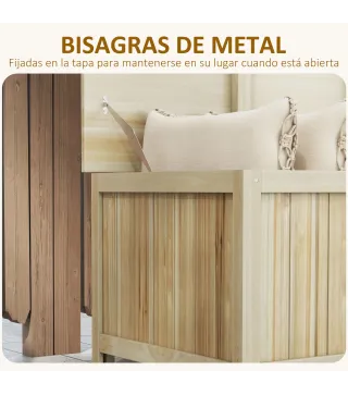 Arcón Exterior de Madera 172 L Baúl Almacenaje con Tapa Abatible Resistente a la Intemperie para Jardín Madera Natural