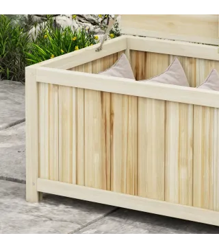 Arcón Exterior de Madera 172 L Baúl Almacenaje con Tapa Abatible Resistente a la Intemperie para Jardín Madera Natural