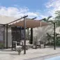 Pérgola de Aluminio 3x3m para Jardín Patio o Terraza con Techo Retráctil Tela Poliéster Resistente a Agua Marrón y Gris