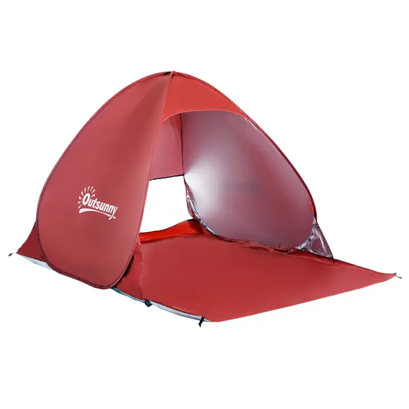 Tienda de Playa para 2-3 Personas Pop-Up con Ventanas tipo Refugio con Protección Solar UV 200x150x119 cm Rojo Tienda de Playa para 2-3 Personas Pop-Up con Ventanas tipo Refugio con Protección Solar UV 200x150x119 cm Rojo