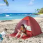 Tienda de Playa para 2-3 Personas Pop-Up con Ventanas tipo Refugio con Protección Solar UV 200x150x119 cm Rojo