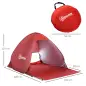 Tienda de Playa para 2-3 Personas Pop-Up con Ventanas tipo Refugio con Protección Solar UV 200x150x119 cm Rojo