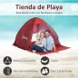 Tienda de Playa para 2-3 Personas Pop-Up con Ventanas tipo Refugio con Protección Solar UV 200x150x119 cm Rojo