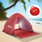 Tienda de Playa para 2-3 Personas Pop-Up con Ventanas tipo Refugio con Protección Solar UV 200x150x119 cm Rojo