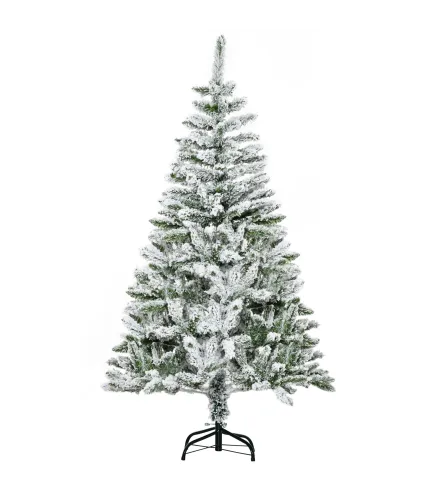 Árbol de Navidad Artificial 150 cm con Nieve Ignífugo con 358 Ramas Decoración Navideña para Interiores Verde