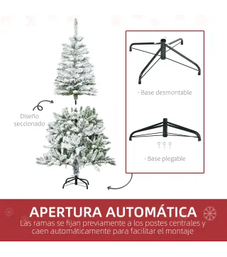 Árbol de Navidad Artificial 150 cm con Nieve Ignífugo con 358 Ramas Decoración Navideña para Interiores Verde