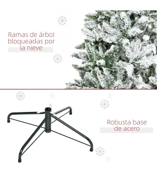 Árbol de Navidad Artificial 150 cm con Nieve Ignífugo con 358 Ramas Decoración Navideña para Interiores Verde