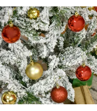 Árbol de Navidad Artificial 150 cm con Nieve Ignífugo con 358 Ramas Decoración Navideña para Interiores Verde