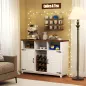 Aparador de Cocina Rústico con Estantes Ajustables y Botellero Mueble Auxiliar para Comedor, Salón 120x37x88 cm Blanco