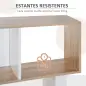 Estantería en Forma de S Alta con 5 Estantes Diseño Moderno para Salón Oficina 60x24x184,5cm Blanco y Madera
