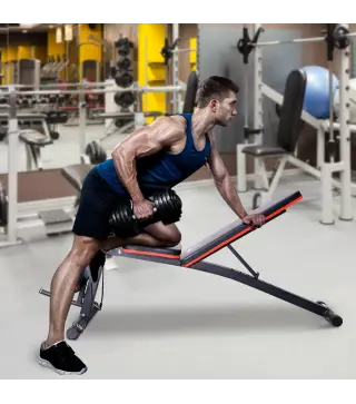 Banco de Musculación Plegable, Banco de Pesas, Respaldo Inclinable de 7 Niveles, Extensión de Pierna, Cojín de Predicador, Banda