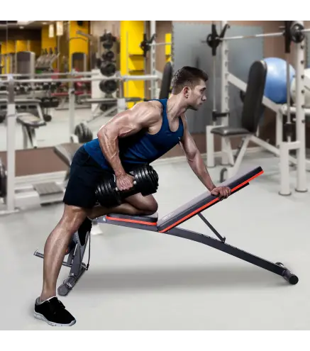 Banco de Musculación Plegable, Banco de Pesas, Respaldo Inclinable de 7 Niveles, Extensión de Pierna, Cojín de Predicador, Banda