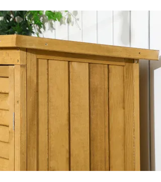 Armario de Jardín 0,31 m² Cobertizo de Exterior con 2 Puertas y 2 Estantes Interiores 87x46,5x160 cm Madera Natural