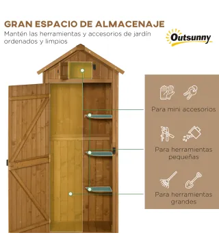 Cobertizo para Almacenaje de Herramientas 77x54,2x179 cm 0,3 m² Armario de Jardín de Madera con 3 Estantes y 2 Puertas