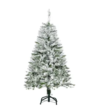 Árbol de Navidad Artificial 120 cm con Nieve Ignífugo con 200 Ramas Decoración Navideña para Interiores Verde