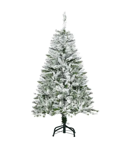 Árbol de Navidad Artificial 120 cm con Nieve Ignífugo con 200 Ramas Decoración Navideña para Interiores Verde