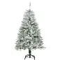 Árbol de Navidad Artificial 120 cm con Nieve Ignífugo con 200 Ramas Decoración Navideña para Interiores Verde