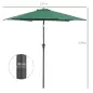 Sombrilla de Jardín, Ø260x235 cm, Parasol de Jardín Reclinable con Manivela, Poste Desmontable de Aluminio y 6 Varillas de Metal
