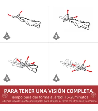 Árbol de Navidad Artificial 120 cm con Nieve Ignífugo con 200 Ramas Decoración Navideña para Interiores Verde