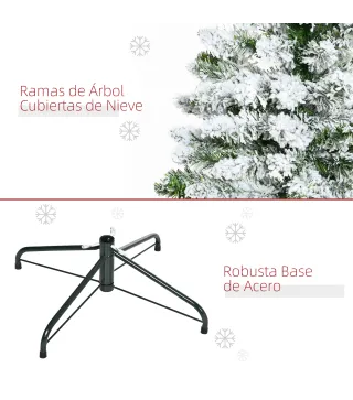 Árbol de Navidad Artificial 120 cm con Nieve Ignífugo con 200 Ramas Decoración Navideña para Interiores Verde