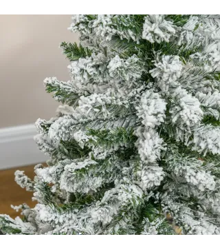 Árbol de Navidad Artificial 120 cm con Nieve Ignífugo con 200 Ramas Decoración Navideña para Interiores Verde