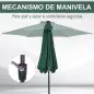 Sombrilla de Jardín, Ø260x235 cm, Parasol de Jardín Reclinable con Manivela, Poste Desmontable de Aluminio y 6 Varillas de Metal