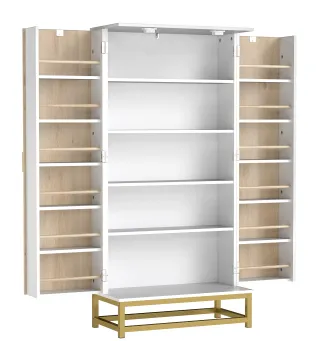 Armario Despensa Cocina con 2 Puertas con 12 Estantes Alacena Moderna con 5 Estantes Ajustables Blanco