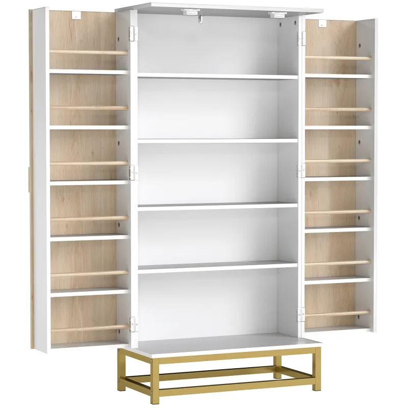 Armario Despensa Cocina con 2 Puertas con 12 Estantes Alacena Moderna con 5 Estantes Ajustables Blanco