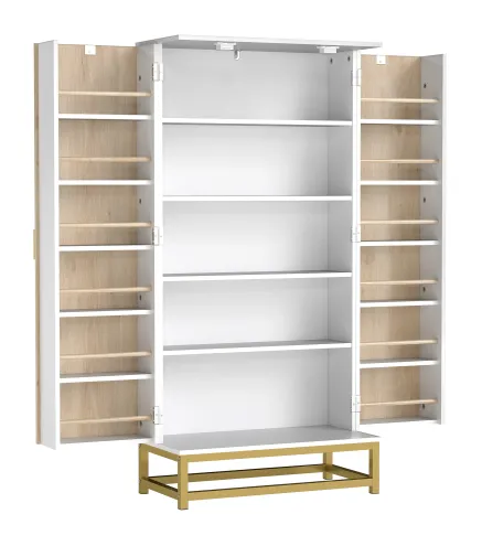 Armario Despensa Cocina con 2 Puertas con 12 Estantes Alacena Moderna con 5 Estantes Ajustables Blanco