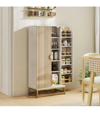 Armario Despensa Cocina con 2 Puertas con 12 Estantes Alacena Moderna con 5 Estantes Ajustables Blanco