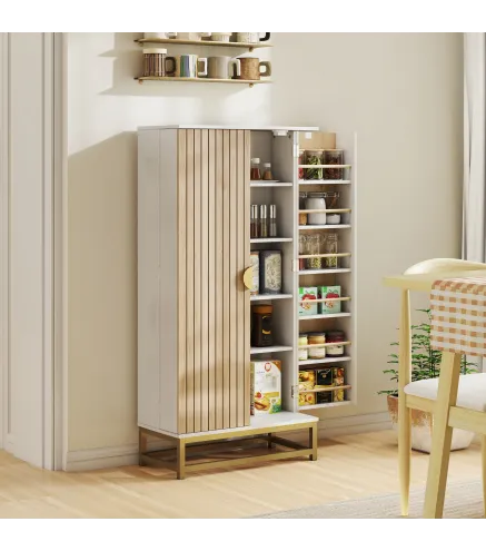 Armario Despensa Cocina con 2 Puertas con 12 Estantes Alacena Moderna con 5 Estantes Ajustables Blanco