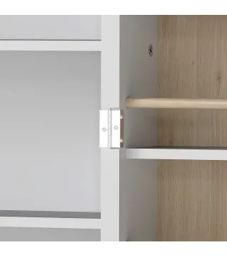 Armario Despensa Cocina con 2 Puertas con 12 Estantes Alacena Moderna con 5 Estantes Ajustables Blanco