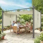 Pérgola de Jardín 4x3 m con Cortinas Enrollables Automáticas y Techo Retráctil Cenador de Jardín con UPF50+ Crema
