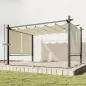 Pérgola de Jardín 4x3 m con Cortinas Enrollables Automáticas y Techo Retráctil Cenador de Jardín con UPF50+ Crema
