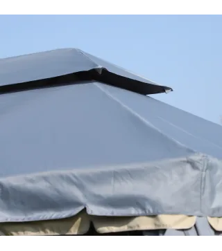Cenador de Jardín 4x3m Pabellón de Jardín Gazebo con Doble Techo Estructura de Aluminio UPF50+ para Exterior Gris