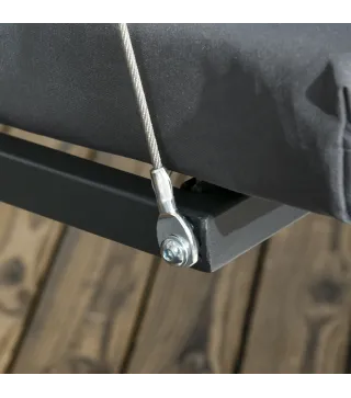 Balancín de Jardín Exterior Columpio de 3 Plazas con Toldo Ajustable y Marco de Acero 202x115x168 cm Gris Oscuro