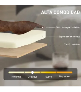 Butaca de Salón Tapizado en PU con Marco de Madera Maciza Asiento Acolchado para Sala de Estar Dormitorio Marrón