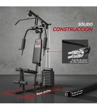 Máquina de Musculación con Pesas Ajustables de 45 kg Prensa de Pecho y Piernas Polea 135x103x200 cm Negro