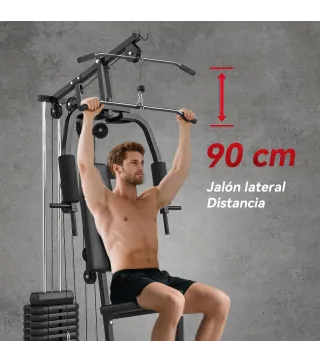 Máquina de Musculación con Pesas Ajustables de 45 kg Prensa de Pecho y Piernas Polea 135x103x200 cm Negro