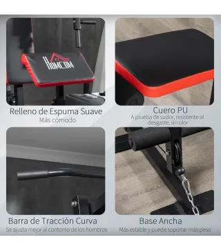 Máquina de Musculación con Pesas Ajustables de 65 kg Prensa de Pecho y Piernas Polea 135x103x210 cm Negro