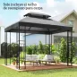 Toldo de Recambio 4x3 m con Techo Doble Orificios de Drenaje y Protección UV Solo Toldo NO Incluye Marco Gris