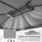 Toldo de Recambio 4x3 m con Techo Doble Orificios de Drenaje y Protección UV Solo Toldo NO Incluye Marco Gris