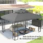 Toldo de Recambio 4x3 m con Techo Doble Orificios de Drenaje y Protección UV Solo Toldo NO Incluye Marco Gris